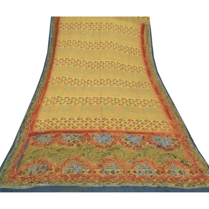 Sanskriti Vintage Saree Pure Silk Craft Sustainable Fabric Hand Embroidery Kantha Sari