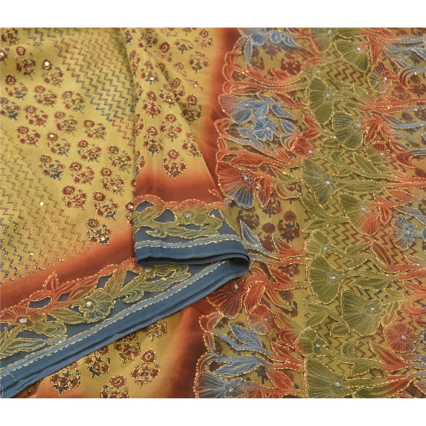 Sanskriti Vintage Saree Pure Silk Craft Sustainable Fabric Hand Embroidery Kantha Sari