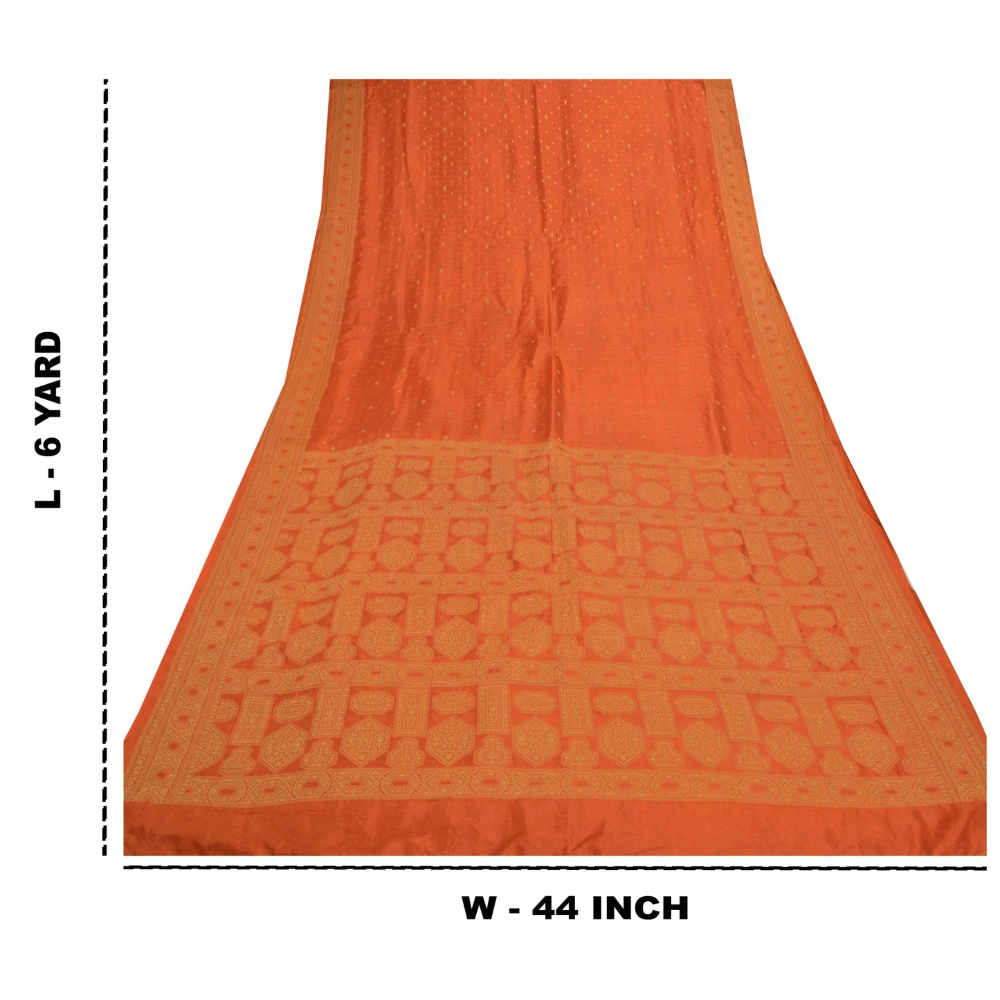 Sanskriti Vintage Orange Sarees 100% Ren Silke Vævet Indisk Sari Håndværksmæssigt Bæredygtigt Stoff