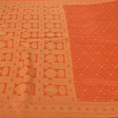 Sanskriti Vintage Orange Sarees 100% Ren Silke Vævet Indisk Sari Håndværksmæssigt Bæredygtigt Stoff