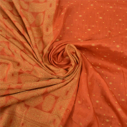 Sanskriti Vintage Orange Sarees 100% Ren Silke Vævet Indisk Sari Håndværksmæssigt Bæredygtigt Stoff
