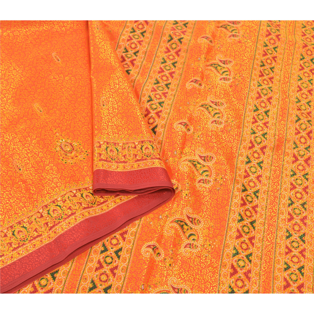 Sanskriti Vintage Red Sarees Art Silk Woven Premium Indian Sari 5 Yard Fabric