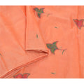 Sanskriti Vintage Peach Silk Pure Sari Fabric: Hand Embroidered Indian Saree, 5yd Add-Elegance to Table Linen, Curtains, or Cushions