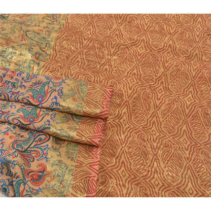 Sanskriti Vintage Beige Sarees 100% Pure Silk Woven Zari Sari Premium Sustainable Fabric