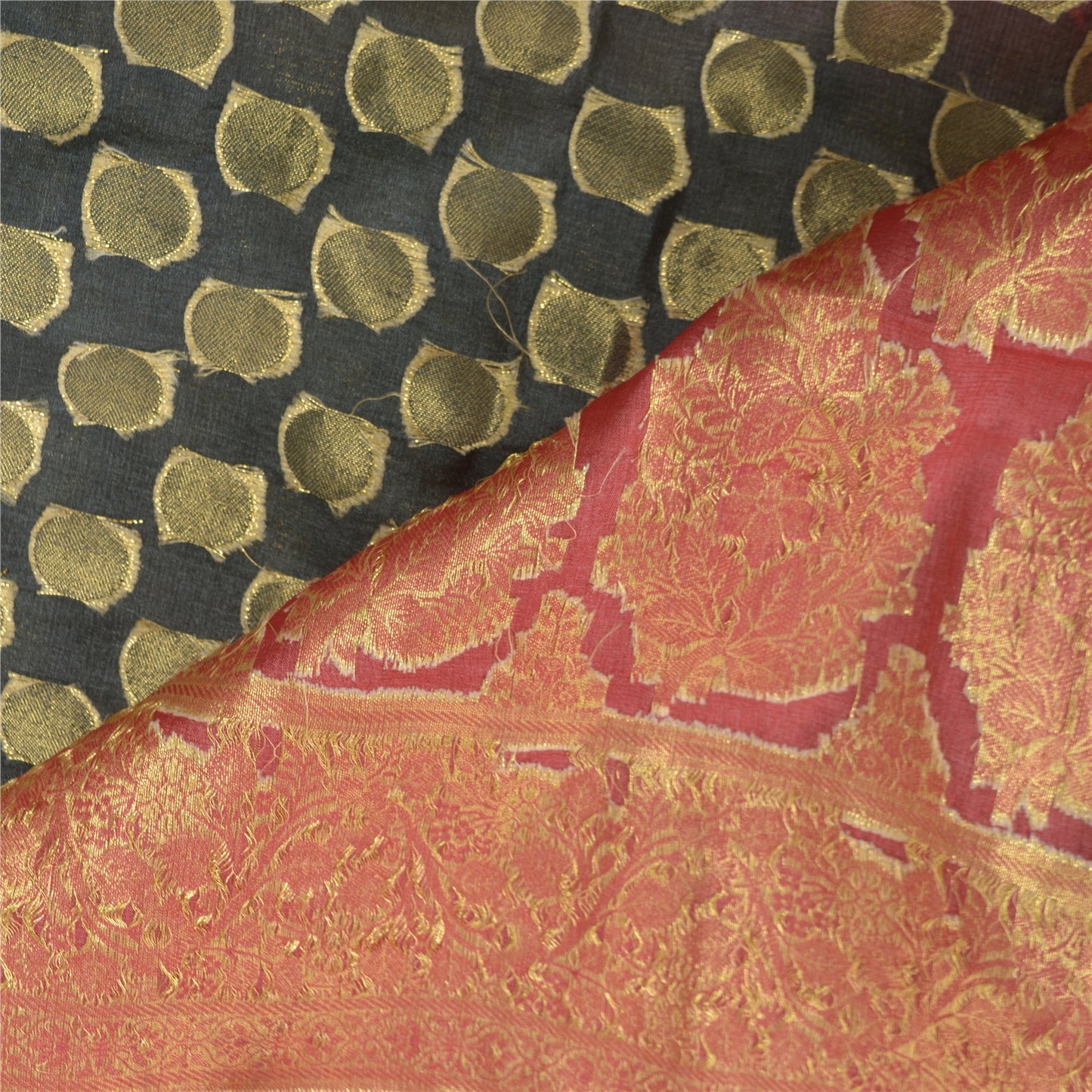 Sanskriti Vintage Black Sarees Chanderi Silk Woven Sari Premium Sustainable Fabric