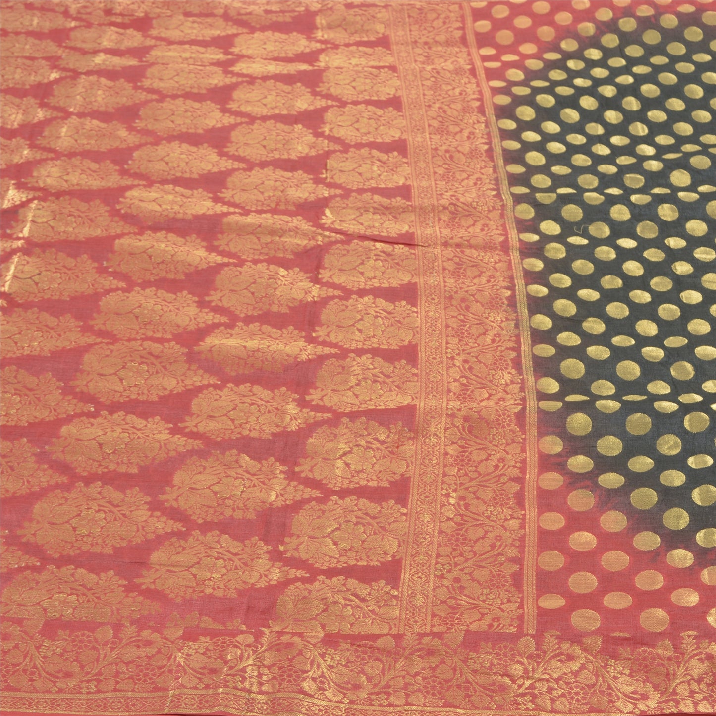 Sanskriti Vintage Black Sarees Chanderi Silk Woven Sari Premium Sustainable Fabric