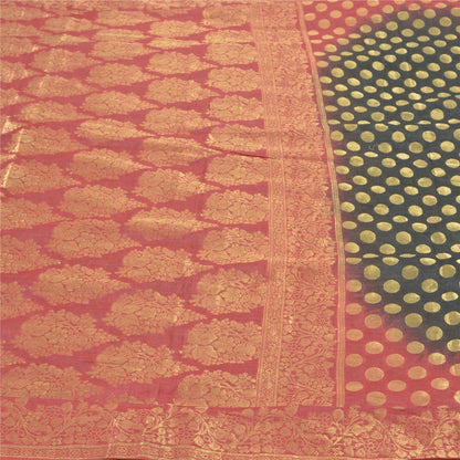 Sanskriti Vintage Black Sarees Chanderi Silk Woven Sari Premium Sustainable Fabric