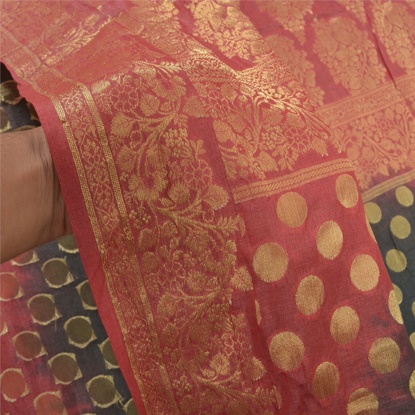 Sanskriti Vintage Black Sarees Chanderi Silk Woven Sari Premium Sustainable Fabric