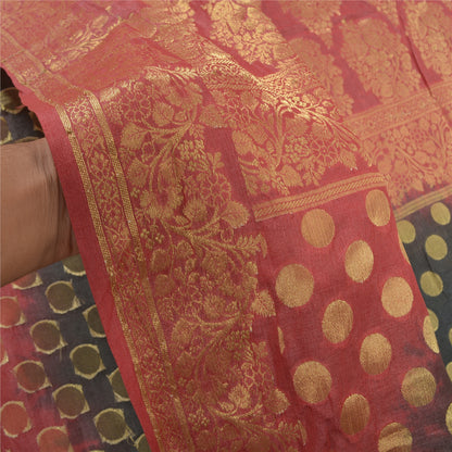 Sanskriti Vintage Black Sarees Chanderi Silk Woven Sari Premium Sustainable Fabric