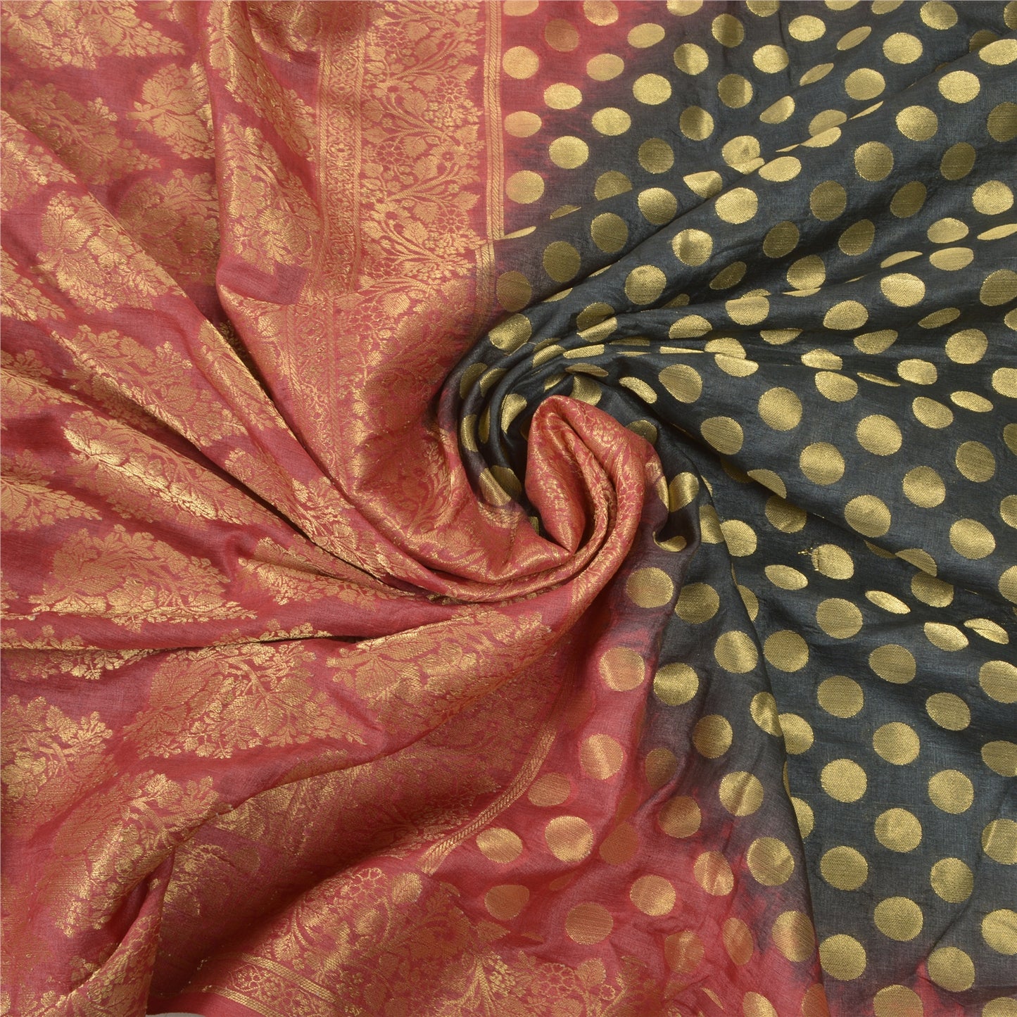 Sanskriti Vintage Black Sarees Chanderi Silk Woven Sari Premium Sustainable Fabric