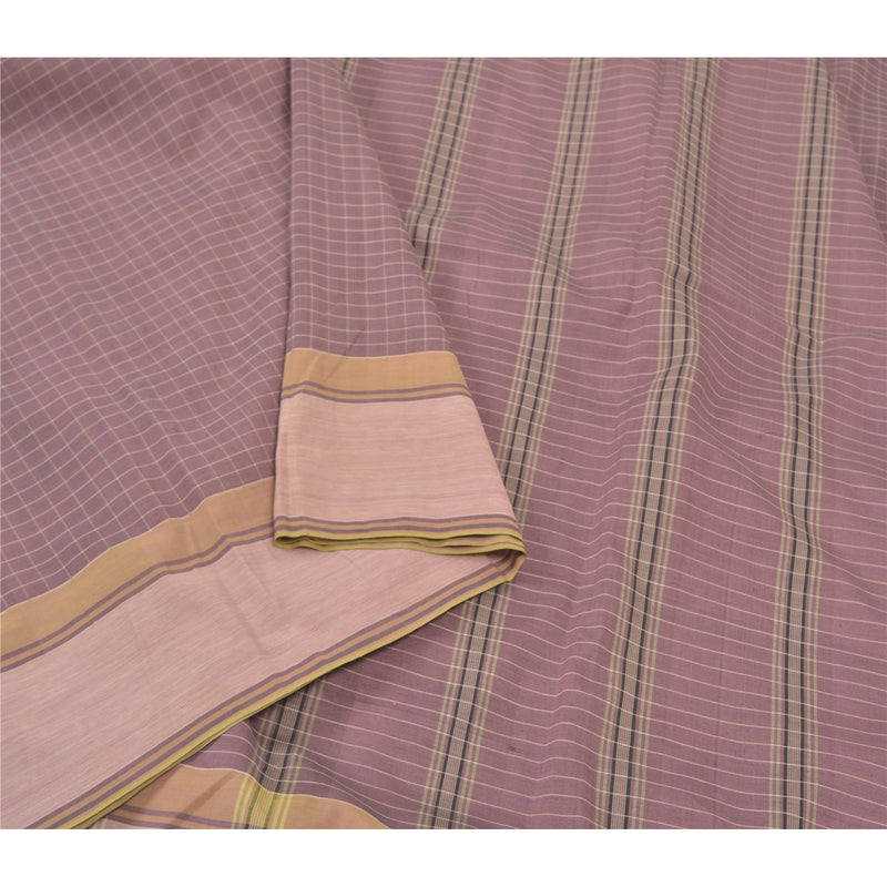 Sanskriti Vintage Sarees Blend Bomuld Woven Chettinad/Kandangi Sari 5 YD Sustainable Stof