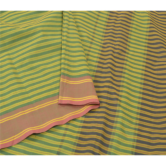 Sanskriti Vintage Green Sarees Blend Silk Woven Chettinad/Kandangi Sari Sustainable Fabric