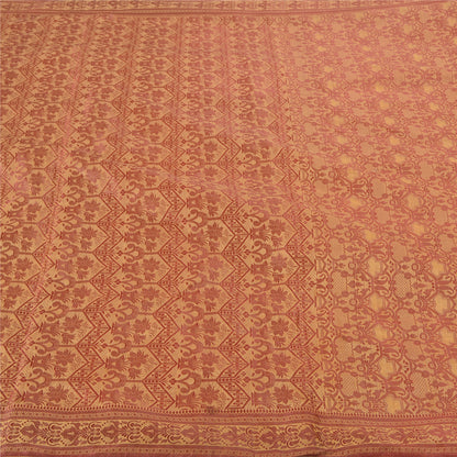 Санскрити Винтаж бежевые индийские сари Искусство Шелк Тканое Сари Премиум 5 ярдов Экологичная Ткань