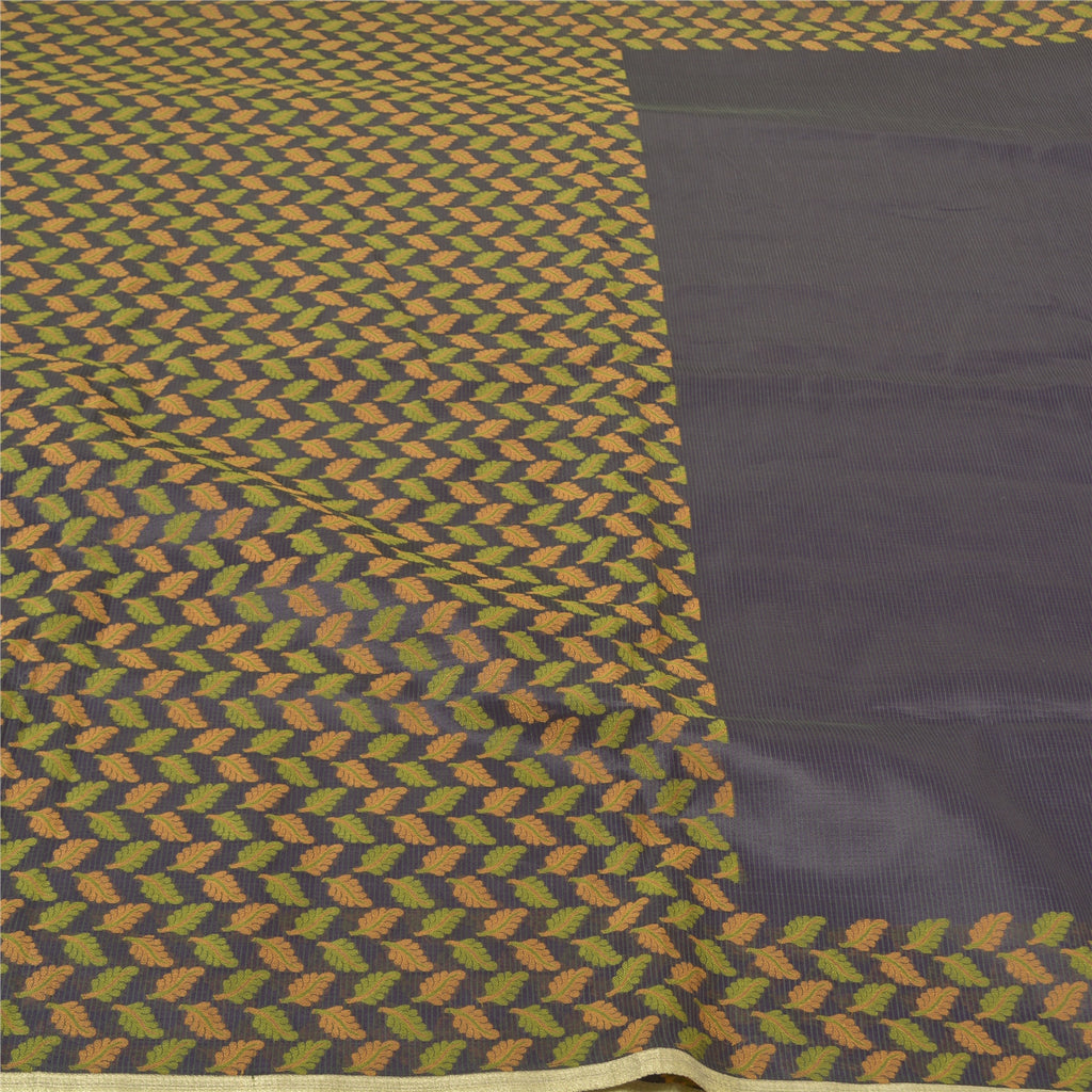 Sanskriti Vintage Blue Sarees Art Silk Hand-Woven Indian Sari 5 Yard Sustainable Fabric