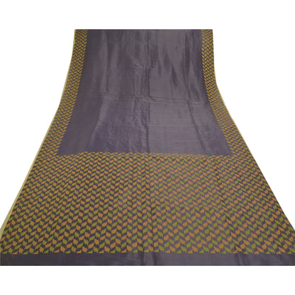 Sanskriti Vintage Blue Sarees Art Silk Hand-Woven Indian Sari 5 Yard Sustainable Fabric