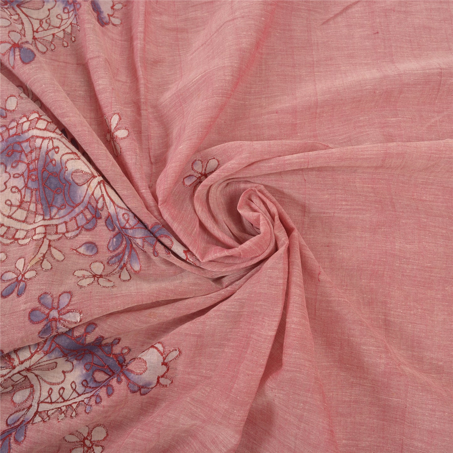 Санскритские винтажные розовые сари из чистого хлопка с вышивкой, индийское сари, ремесло, устойчивая ткань