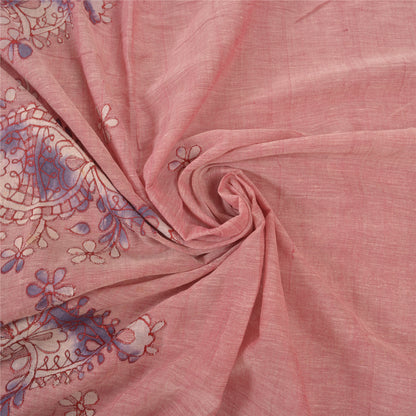 Санскритские винтажные розовые сари из чистого хлопка с вышивкой, индийское сари, ремесло, устойчивая ткань