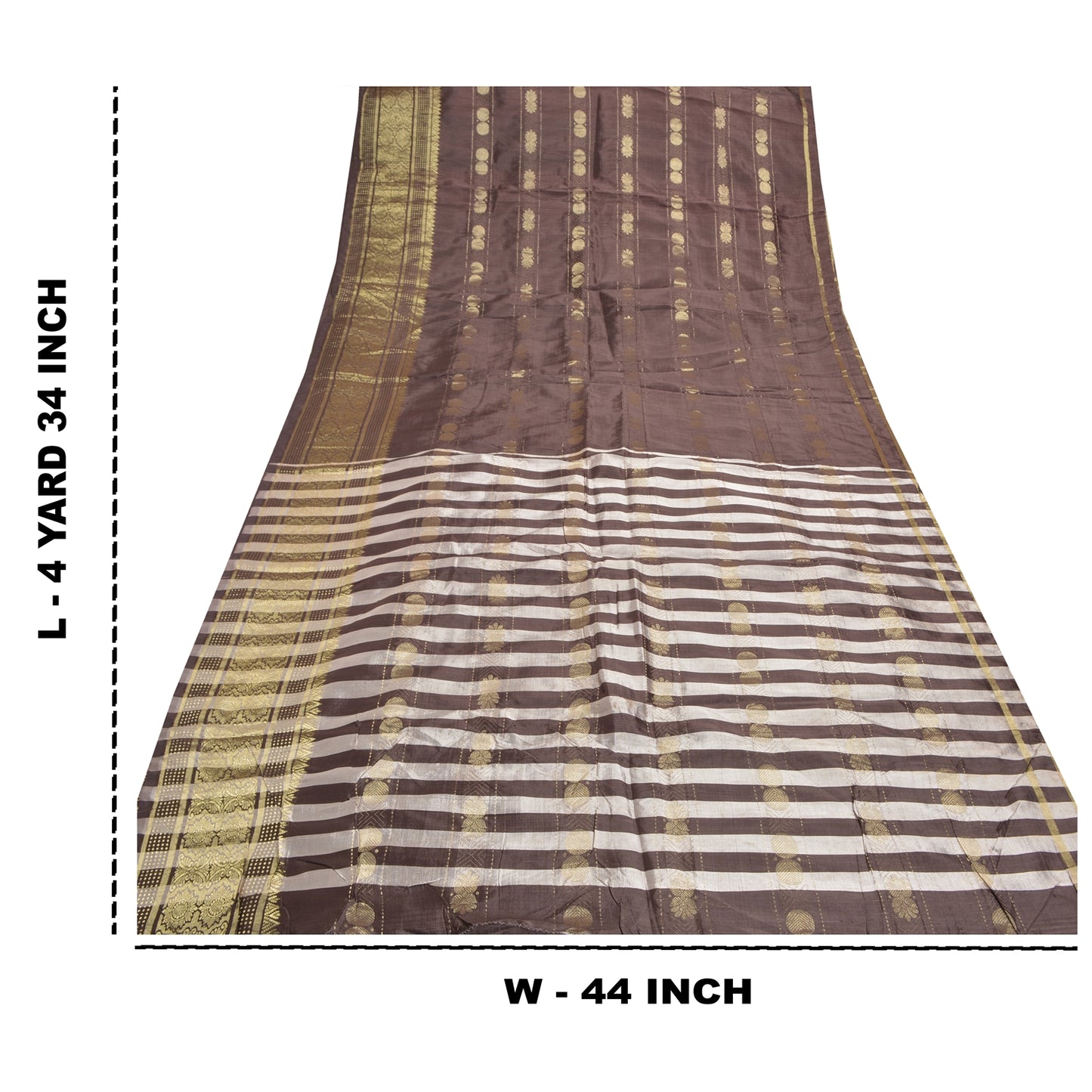 Sanskriti Vintage Brown Indian Sarees Art Silk Woven Zari Sari 5 Yard Sustainable Fabric