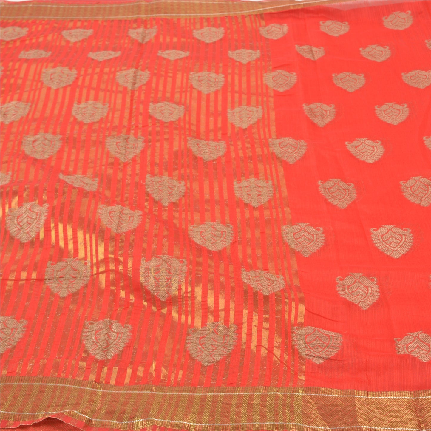 Санскритские винтажные красные сари из искусственного шелка, тканая ткань премиум-класса Zari Sari, 5 ярдов, устойчивая ткань