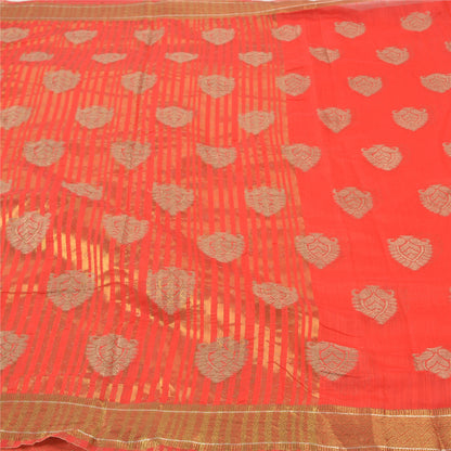 Санскритские винтажные красные сари из искусственного шелка, тканая ткань премиум-класса Zari Sari, 5 ярдов, устойчивая ткань