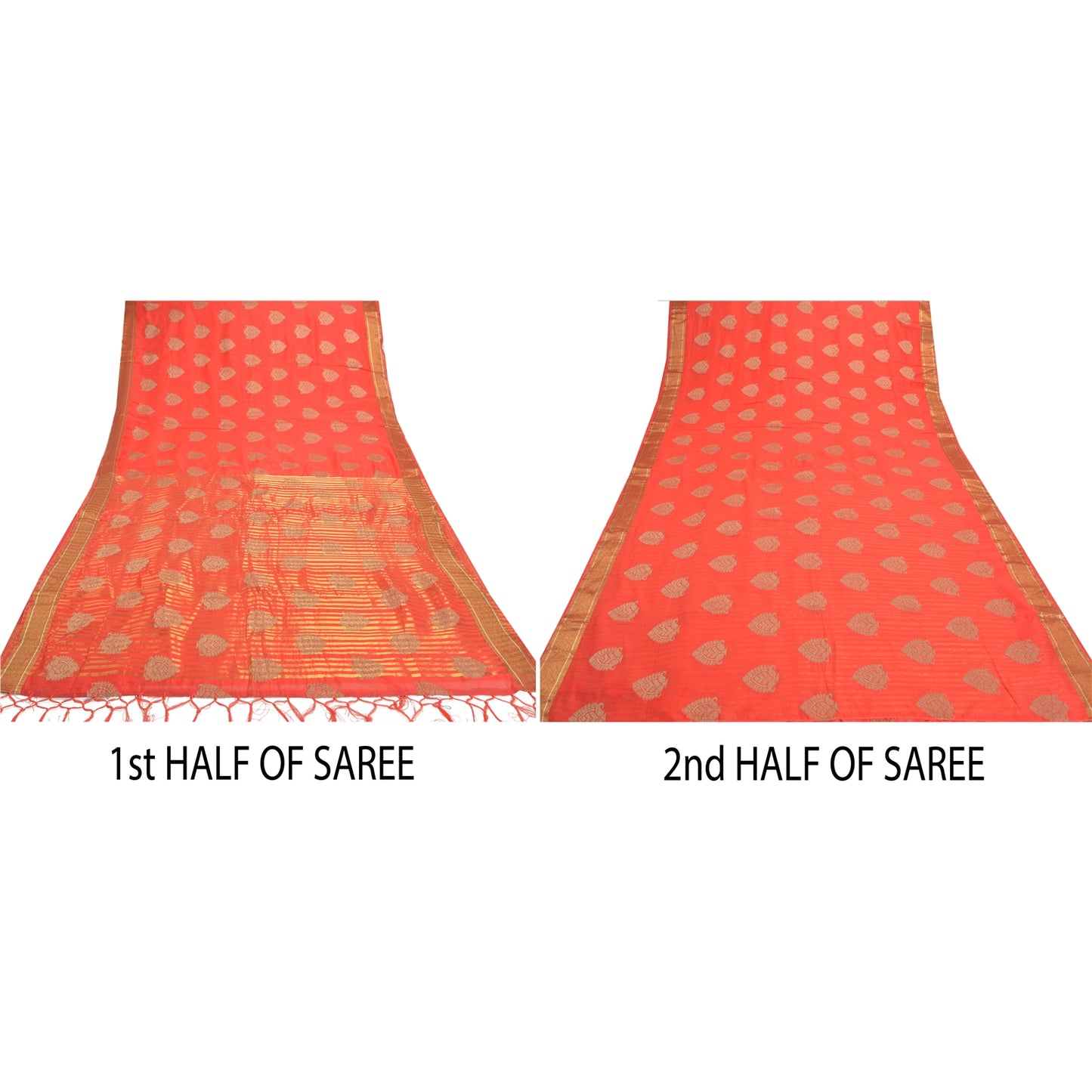 Санскритские винтажные красные сари из искусственного шелка, тканая ткань премиум-класса Zari Sari, 5 ярдов, устойчивая ткань