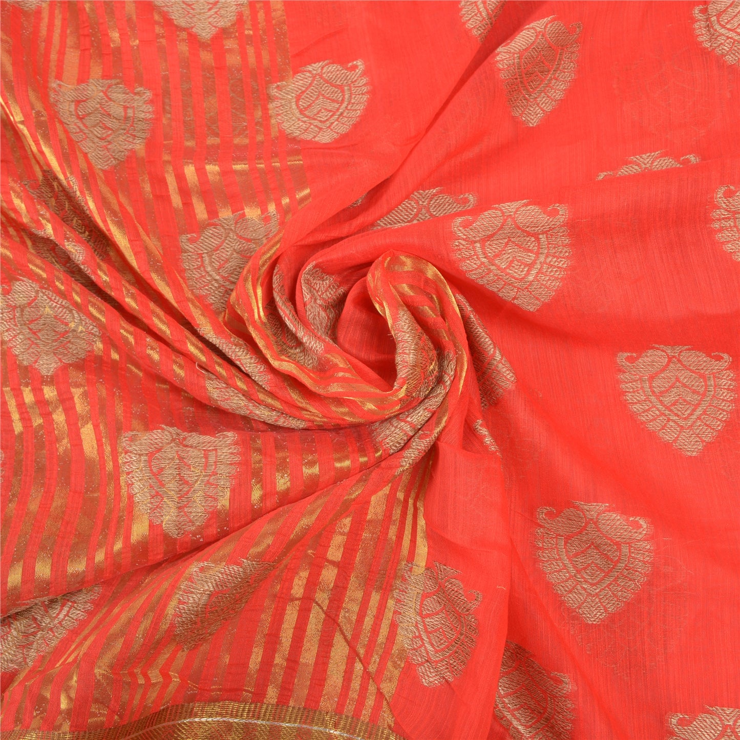 Санскритские винтажные красные сари из искусственного шелка, тканая ткань премиум-класса Zari Sari, 5 ярдов, устойчивая ткань