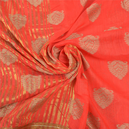 Санскритские винтажные красные сари из искусственного шелка, тканая ткань премиум-класса Zari Sari, 5 ярдов, устойчивая ткань
