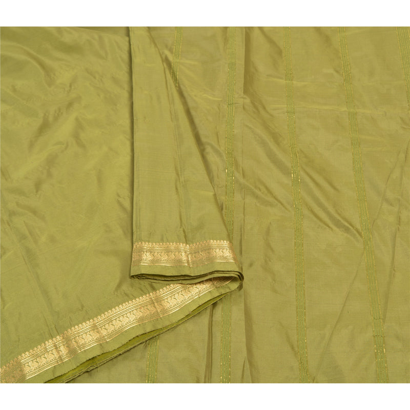 Sanskriti Vintage Grønne Indiske Sarees Kunstsilke Vævet Zari Sari Håndværk Bæredygtigt Stof