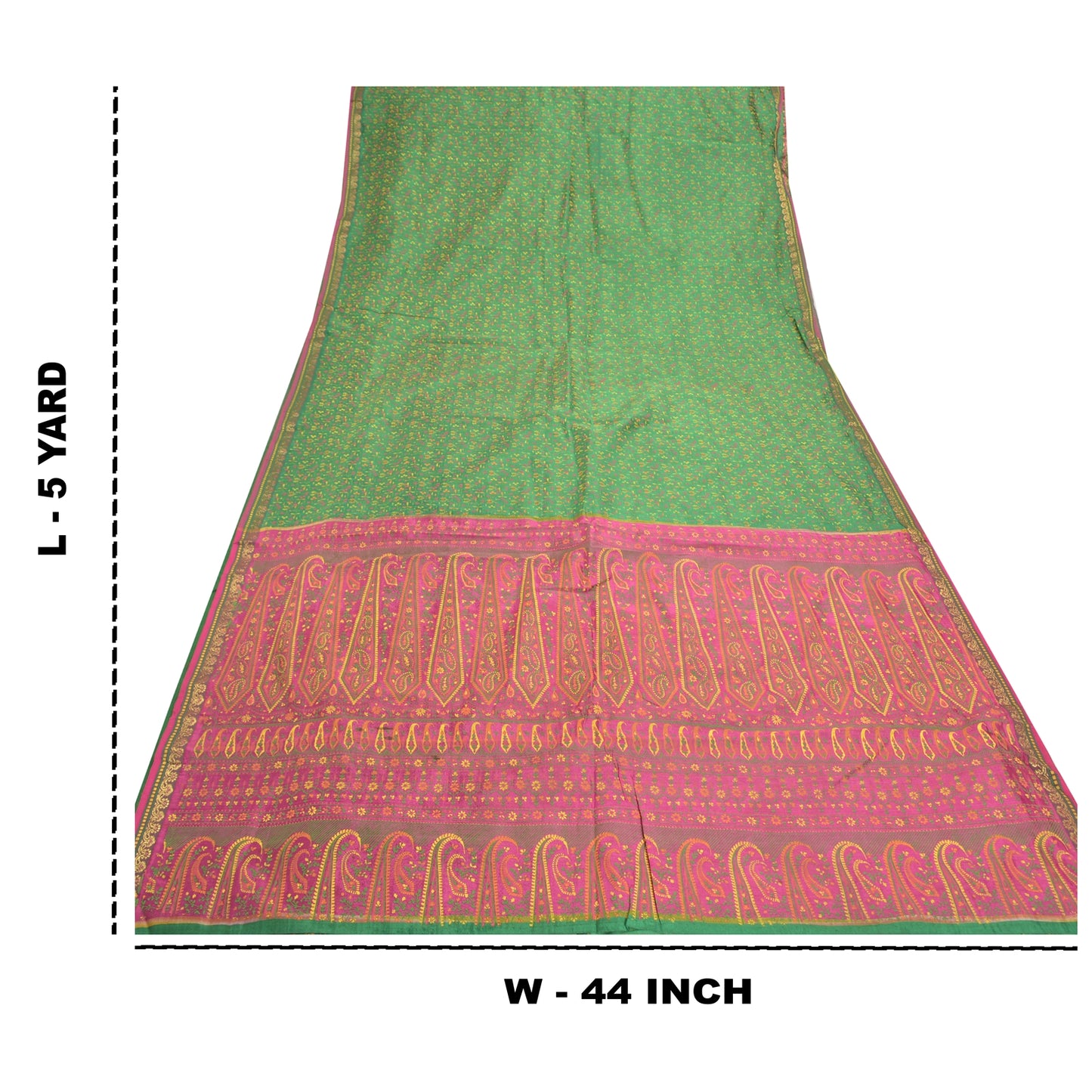 Sanskriti Vintage Green Sarees Pure Silk Green Painted Sari Premium Sustainable Fabric