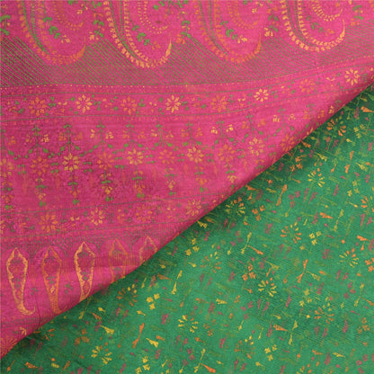Sanskriti Vintage Green Sarees Pure Silk Green Painted Sari Premium Sustainable Fabric