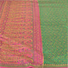 Sanskriti Vintage Green Sarees Pure Silk Green Painted Sari Premium Sustainable Fabric