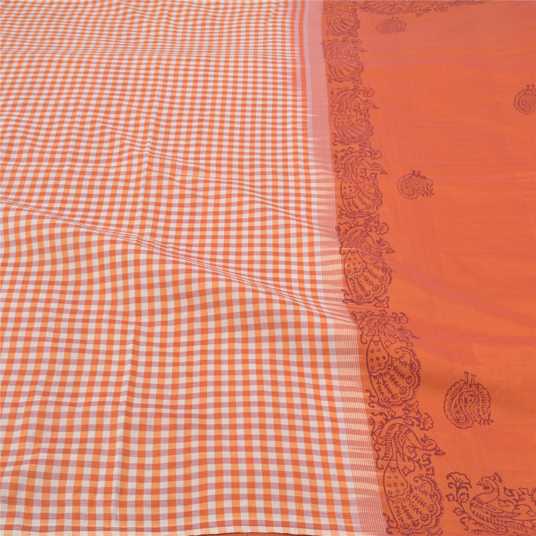 Sanskriti Vintage Sari Blend Cotton Block Printed & Woven Premium Sarees Fabric