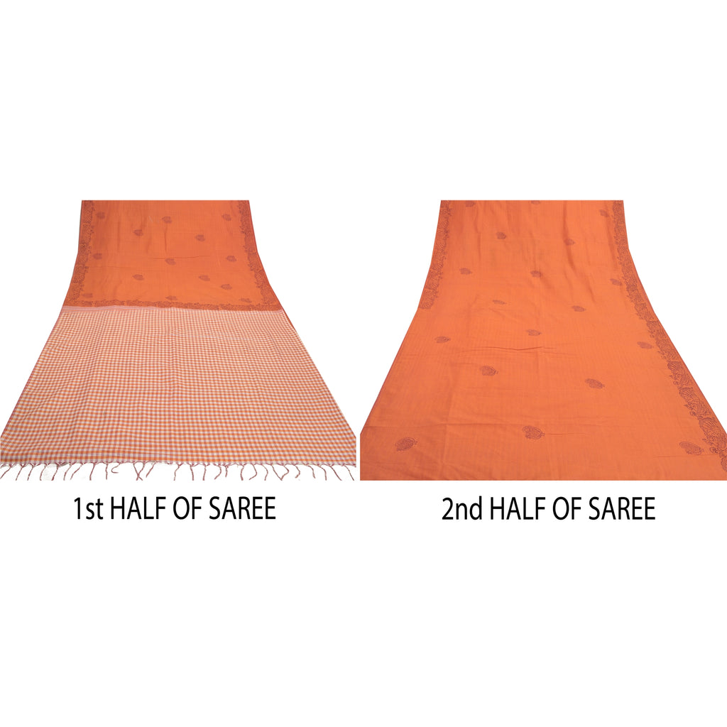 Sanskriti Vintage Sari Blend Cotton Block Printed & Woven Premium Sarees Sustainable Fabric