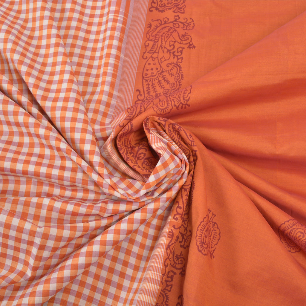 Sanskriti Vintage Sari Blend Cotton Block Printed & Woven Premium Sarees Sustainable Fabric