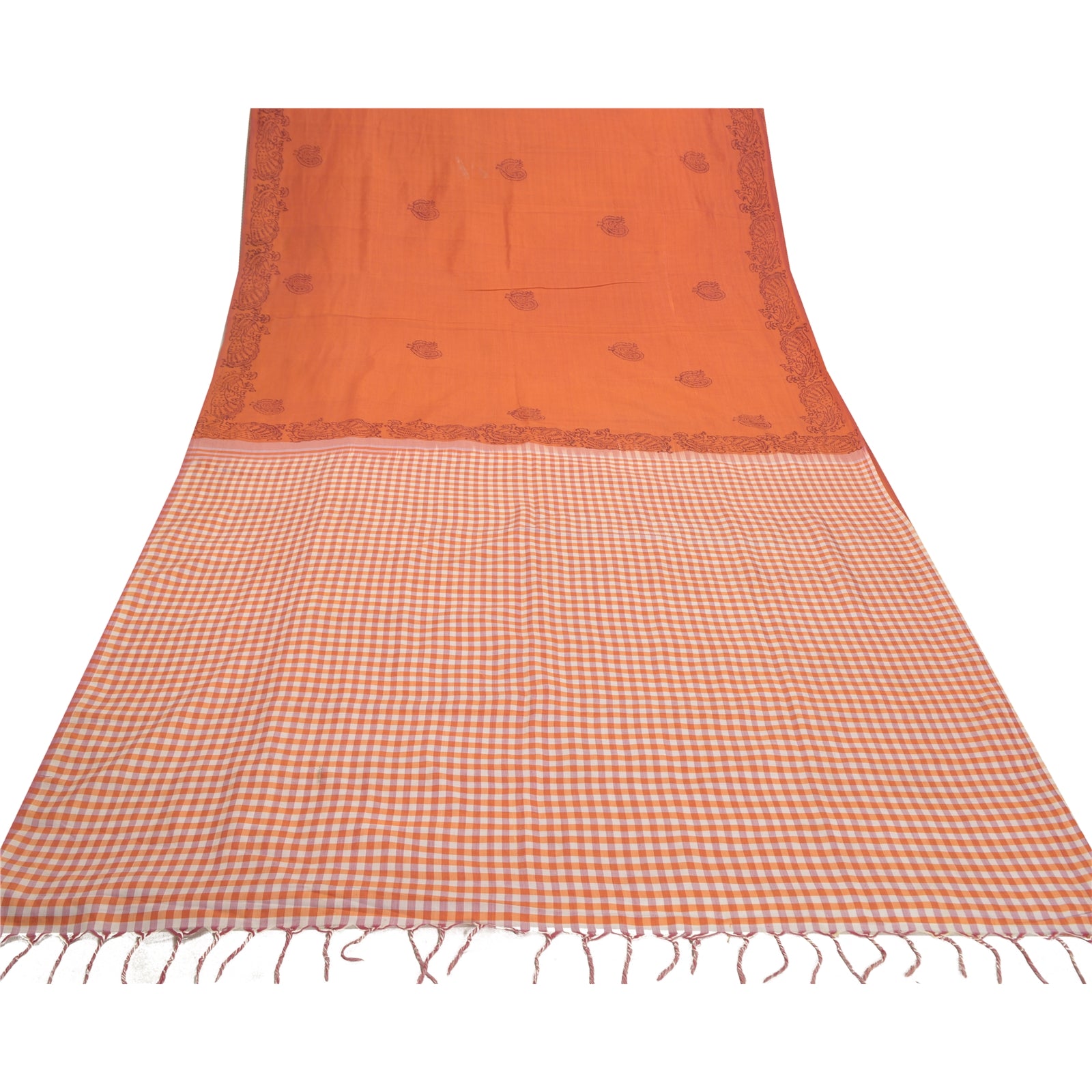 Sanskriti Vintage Sari Blend Cotton Block Printed & Woven Premium Sarees Sustainable Fabric