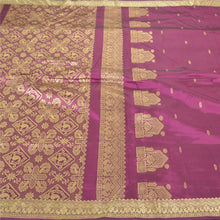 Load image into Gallery viewer, Sanskriti Vintage Purple Sari Art Silk Woven Premium Sarees 5 Yard Craft Fabric
