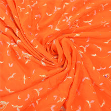 Load image into Gallery viewer, Sanskriti Vintage Orange Sari Pure Crepe Silk Hand Beaded Sarees Premium Fabric
