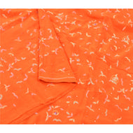 Sanskriti Vintage Orange Sari Pure Crepe Silk Hand Beaded Sarees Premium Fabric