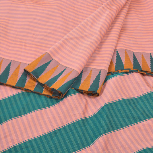 Sanskriti Vintage Pink Indian Sarees Art Silk Woven Ilkal 5 Yard Sari Sustainable Fabric