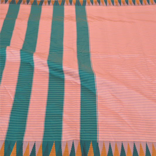 Sanskriti Vintage Pink Indian Sarees Art Silk Woven Ilkal 5 Yard Sari Sustainable Fabric