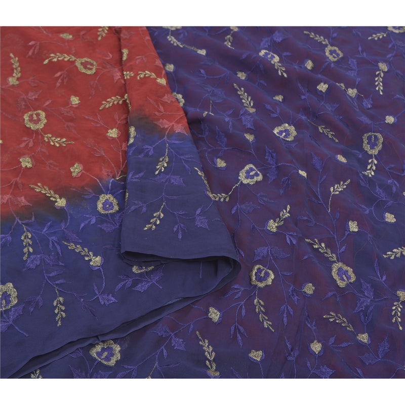 Sanskriti Vintage Bollywood Sarees Pure Georgette Silk Embroidered Sari Sustainable Fabric