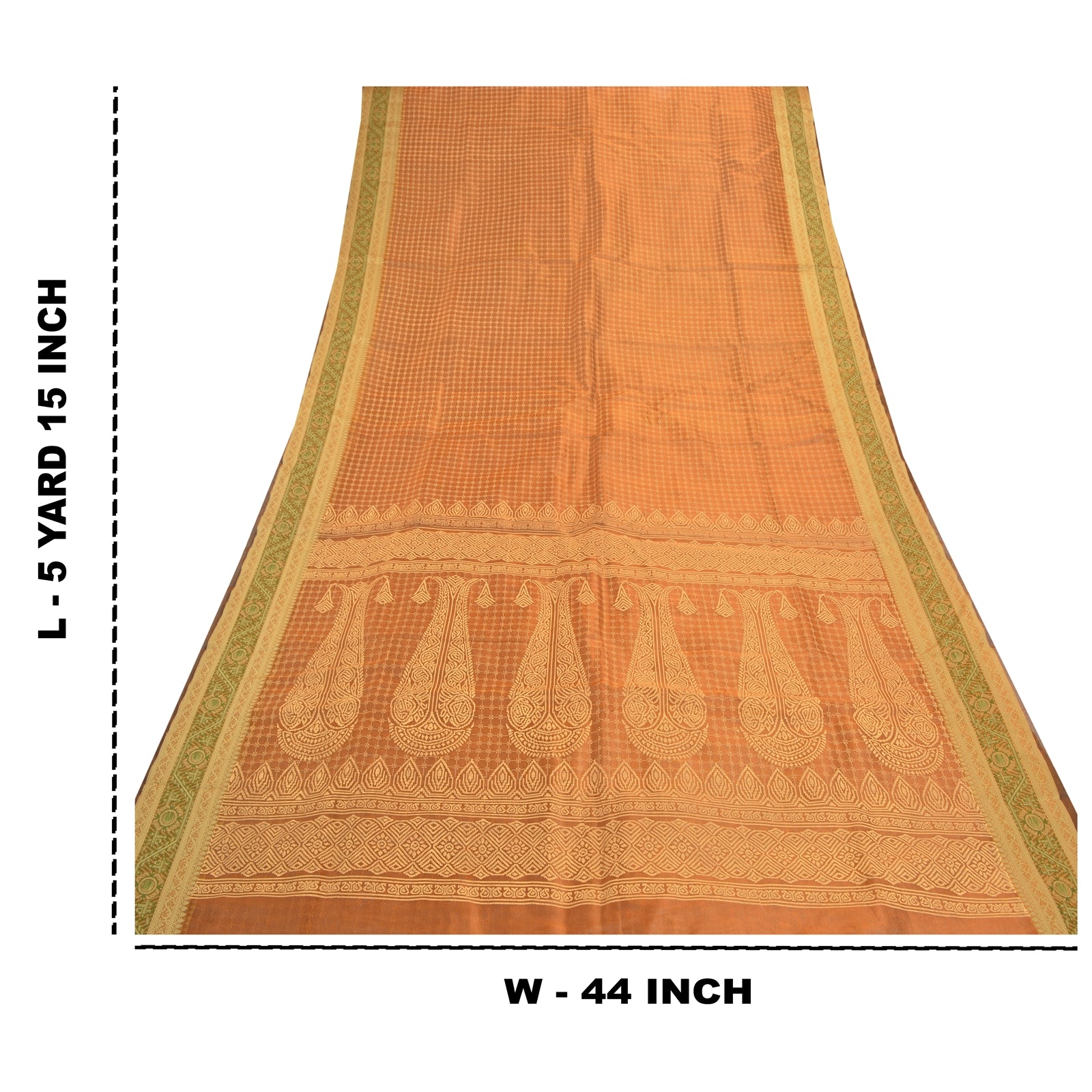 Sanskriti Vintage Rusty Brown Sarees 100% Pure Silk Painted Craft Sari Sustainable Fabric