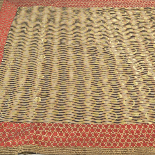 Sanskriti Vintage Cultural Sarees Blend Georgette Embroidered Craft Sari Sustainable Fabric
