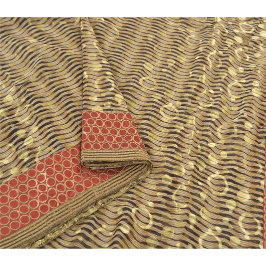 Sanskriti Vintage Cultural Sarees Blend Georgette Embroidered Craft Sari Sustainable Fabric