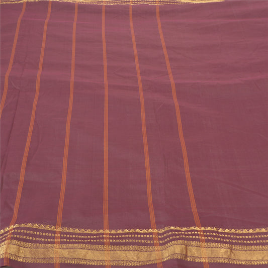 Sanskriti Vintage Purple Sarees Blend Cotton Hand-Woven Sari Premium Sustainable Fabric