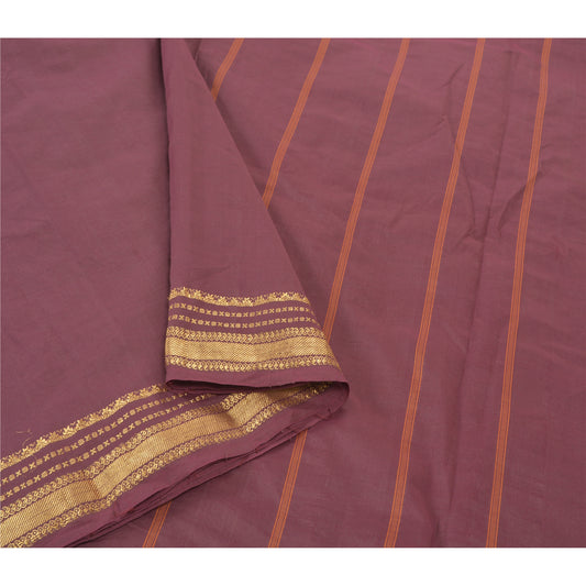 Sanskriti Vintage Purple Sarees Blend Cotton Hand-Woven Sari Premium Sustainable Fabric