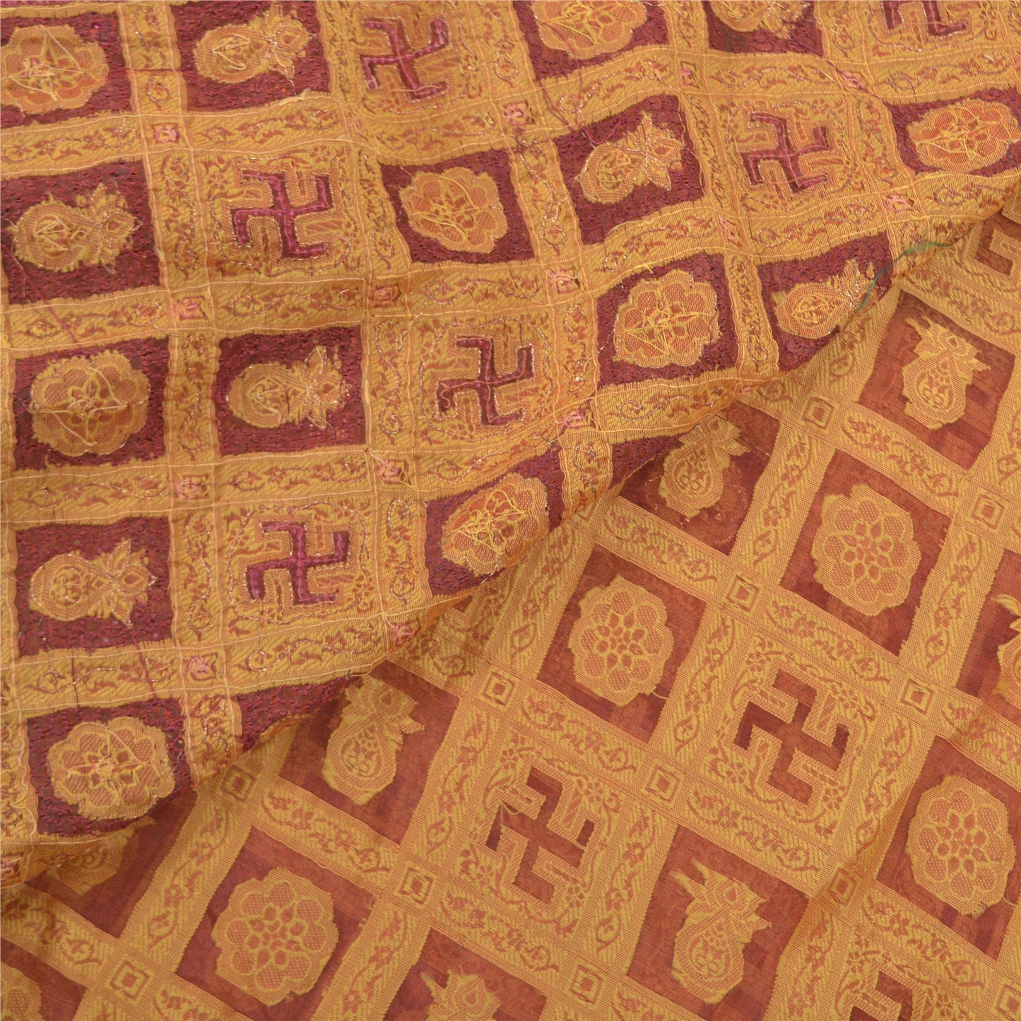 Sanskriti Vintage Sarees Pure Organza Silk Hand Beaded Woven Ethnic Sari Sustainable Fabric