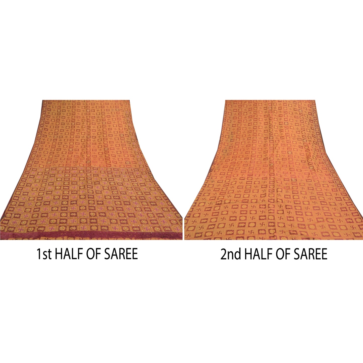 Sanskriti Vintage Sarees Pure Organza Silk Hand Beaded Woven Ethnic Sari Sustainable Fabric