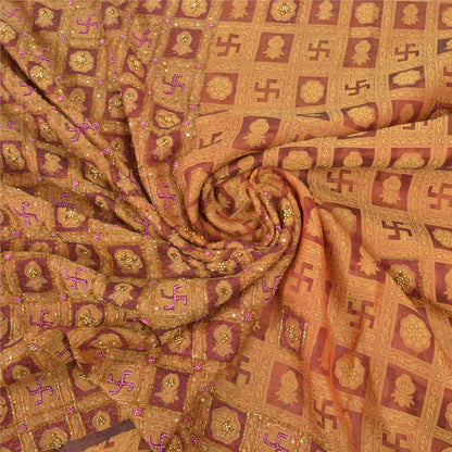 Sanskriti Vintage Sarees Pure Organza Silk Hand Beaded Woven Ethnic Sari Sustainable Fabric