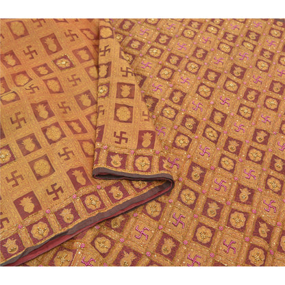 Sanskriti Vintage Sarees Pure Organza Silk Hand Beaded Woven Ethnic Sari Sustainable Fabric